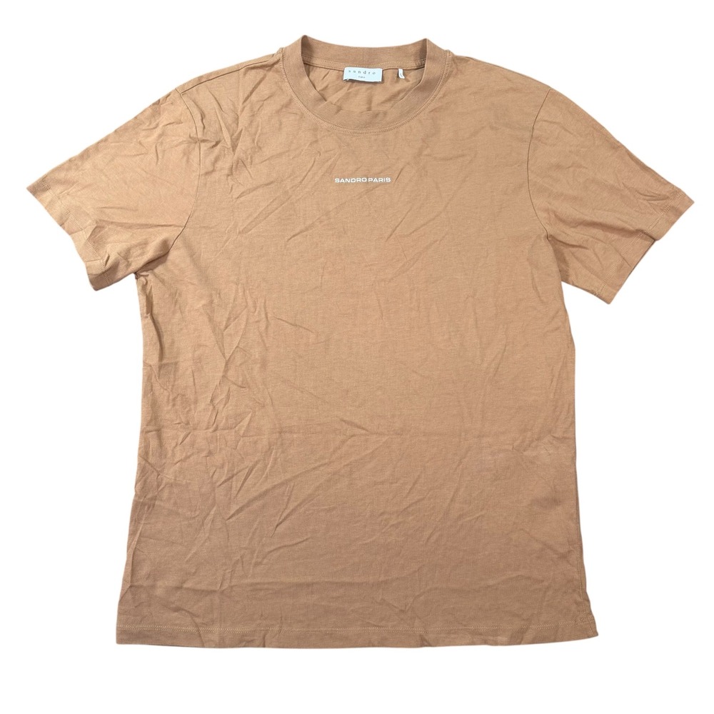 Sandro Mens Logo Graphic Tan Short Sleeve T-Shirt Size L